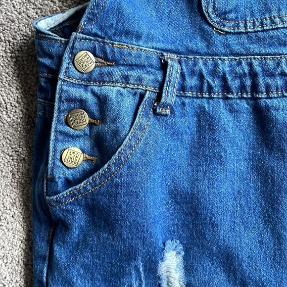Base Girl New Jens Distressed Denim Overalls - Picture 3 of 11